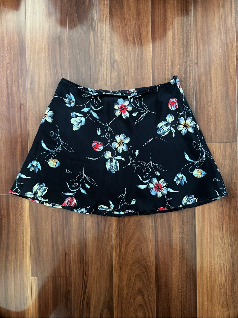 Vintage Black Floral Mini Skirt